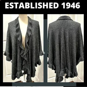 C Est. 1946 Cape / Poncho Black with sparkle silver strands